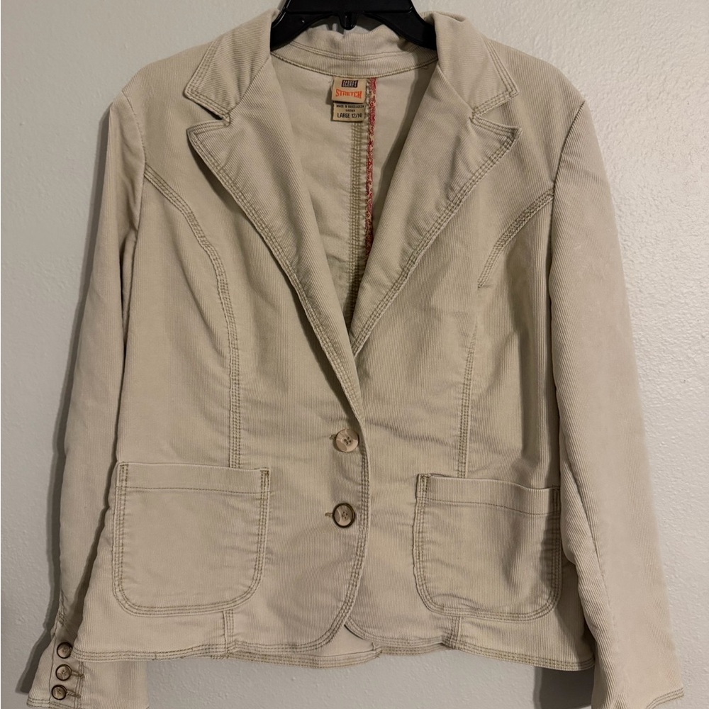 Vintage Y2K Faded Glory Tan Corduroy Stretch Blazer Jacket
